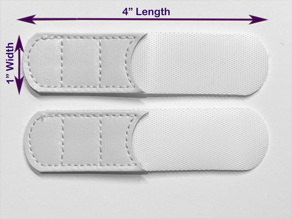 White shoe strap extender for AFO and wide feet shoes — extra length